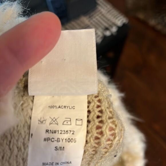 Northern Angel Multi Color Faux Fur Collar Knit Fringe Poncho - Picture 10 of 10